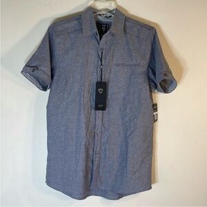 FRIED Denim Slim Fit Short Sleeve Button Down Denim Shirt.  Men’s Small. NWT.